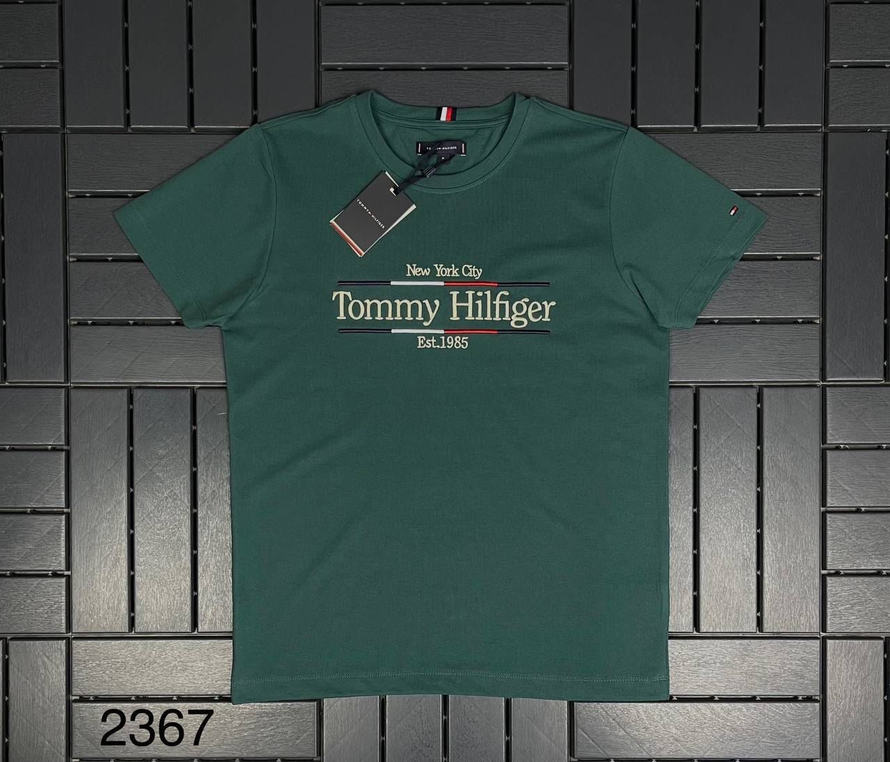 TOMMY HILFIGER Nakış Detaylı Koyu Yeşil Erkek T-Shirt 2367