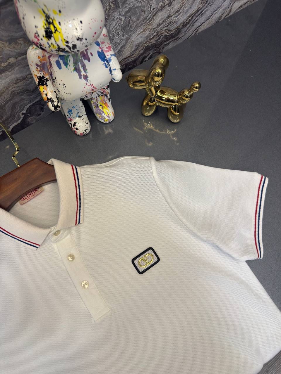 Valentino Logo Detaylı Polo Yaka Beyaz Erkek T-shirt 3338