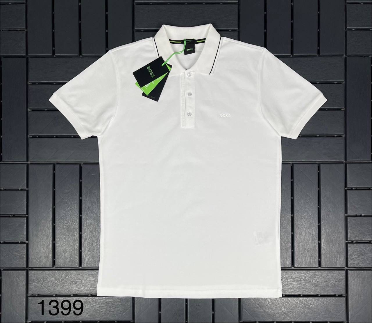 BOSS Polo Yaka Nakış Detaylı Beyaz Erkek T-Shirt 1399