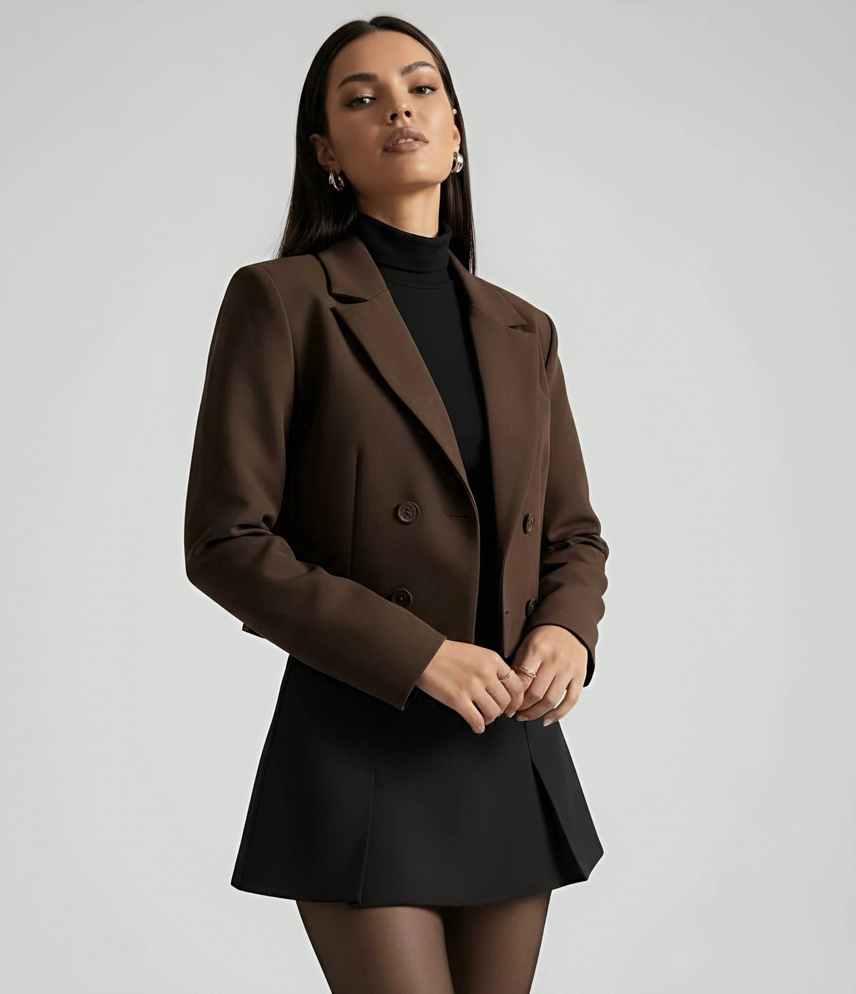 Berhani Kahve Kadın Kruvaze Ceket 1253