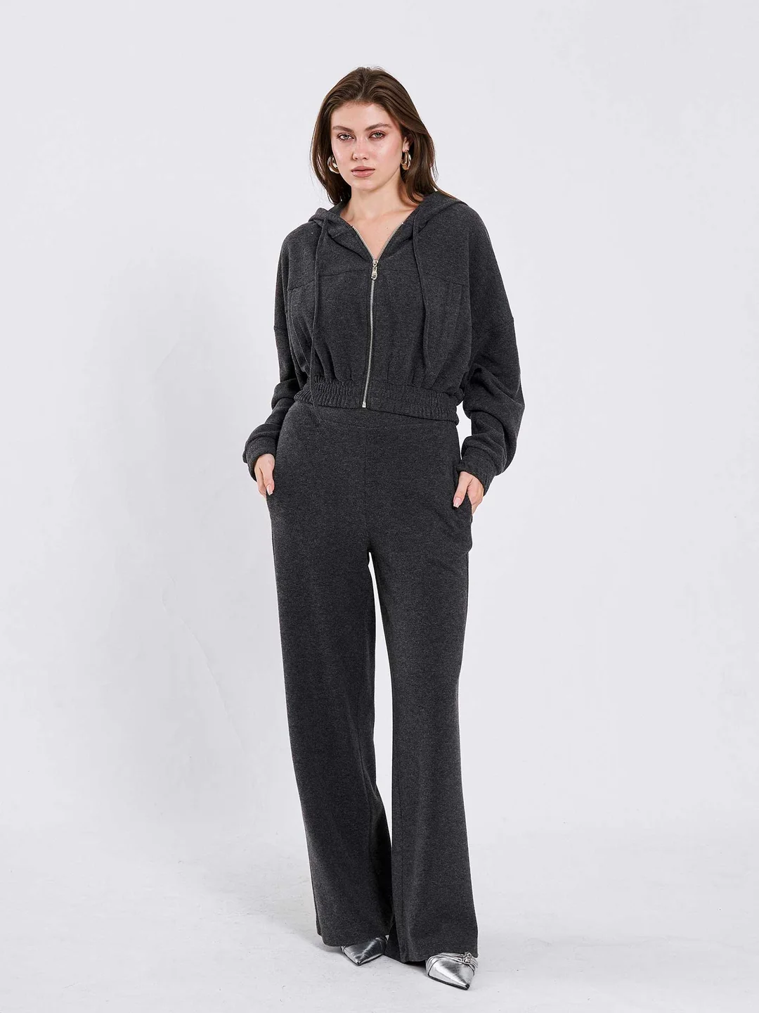 Berhani Kapüşonlu Örme Kadın Takım 220591