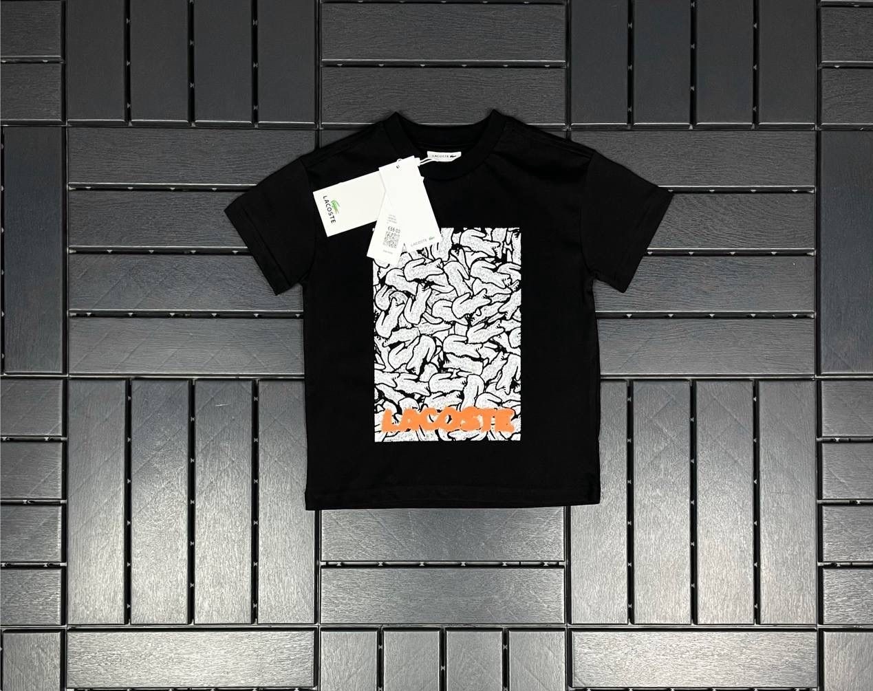 LACOSTE Baskı Detaylı Siyah Çocuk T-Shirt 81015