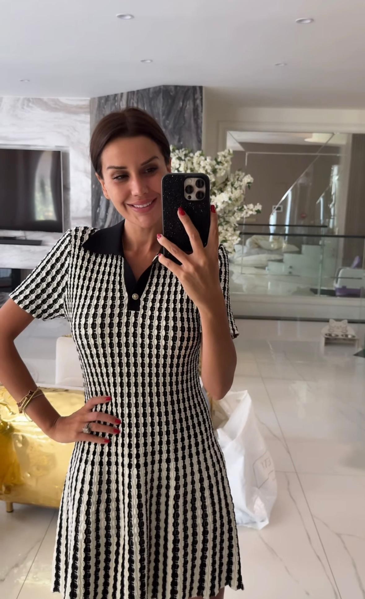 LOUIS VUITTON Siyah Beyaz Kadın Elbise 24330