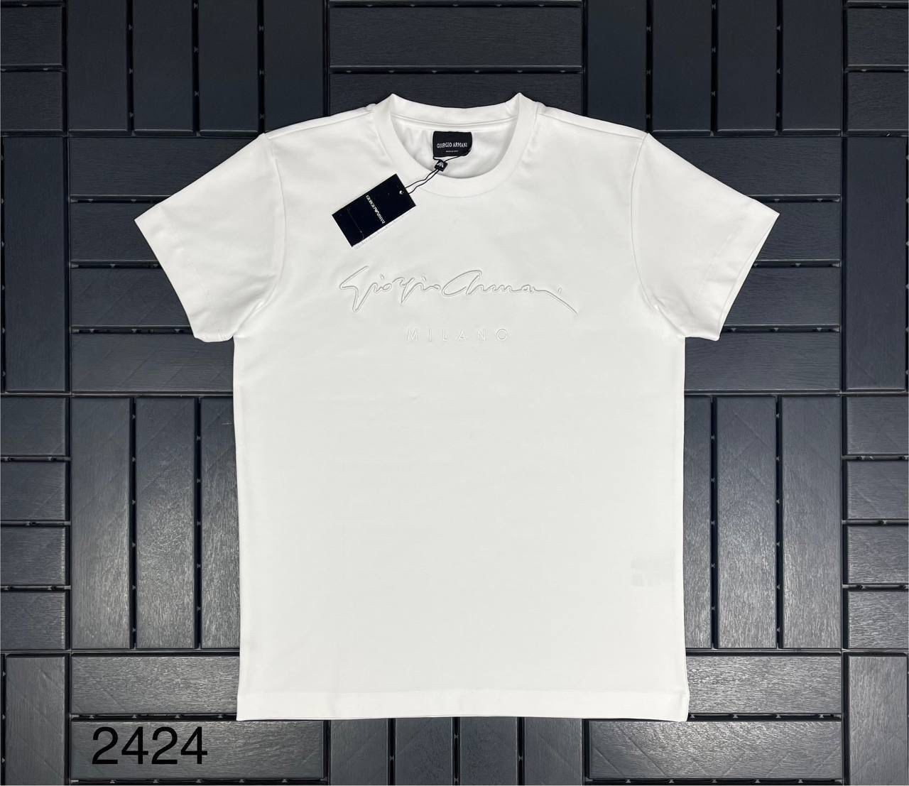 ARMANI Nakış Detaylı Beyaz Erkek T-Shirt 2424