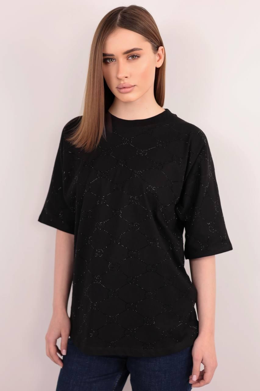 GUCCI Taş İşlemeli Siyah Kadın T-Shirt 51260