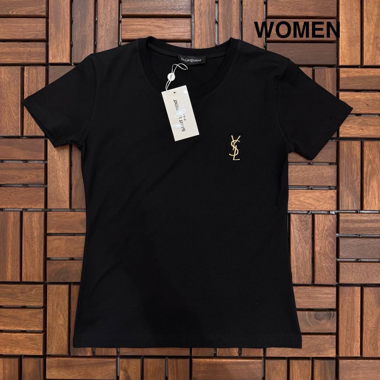 YSL Kadın Metal Logo Detaylı T-Shirt BES14