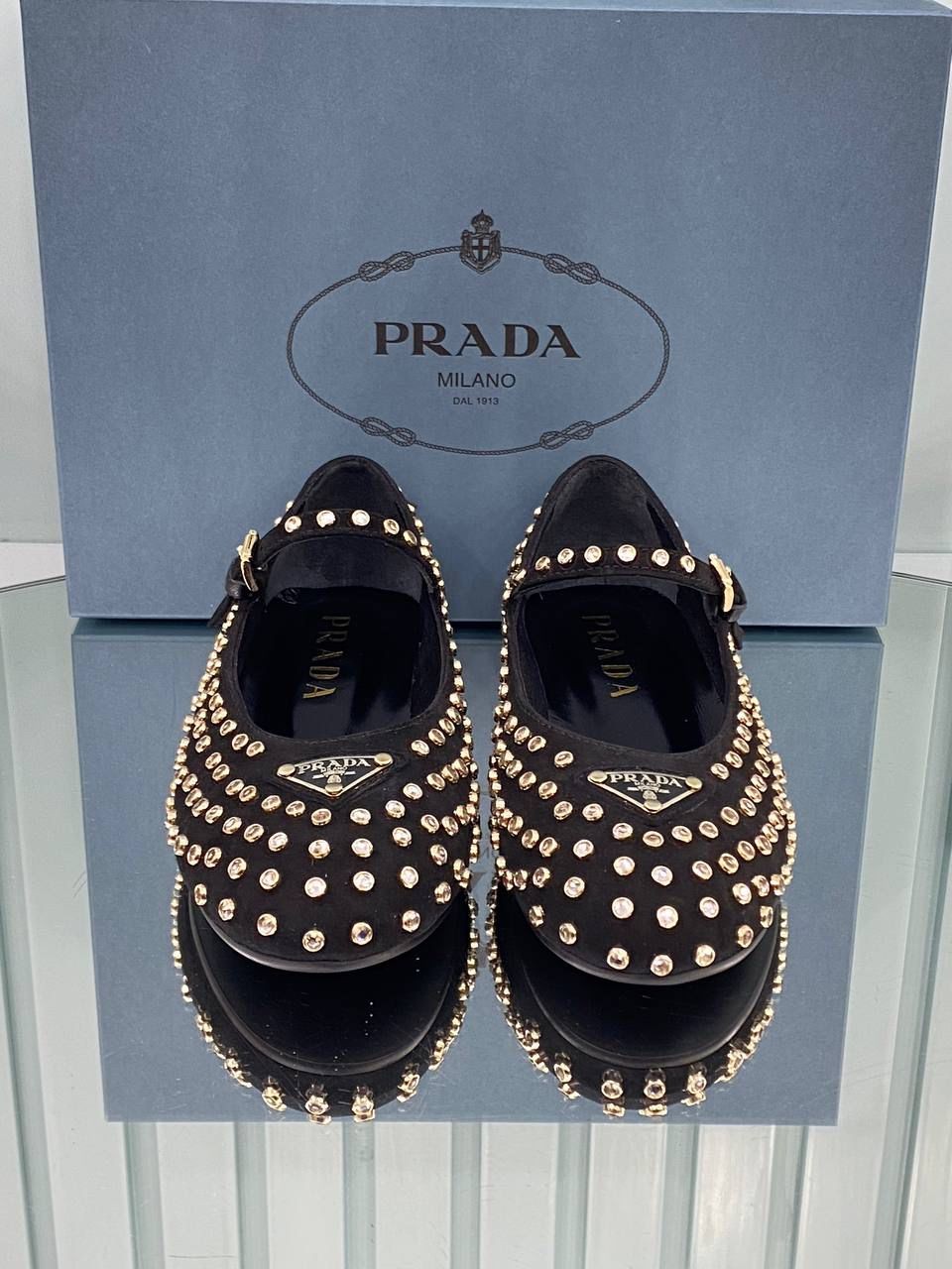 Prada Stone Ballerinas