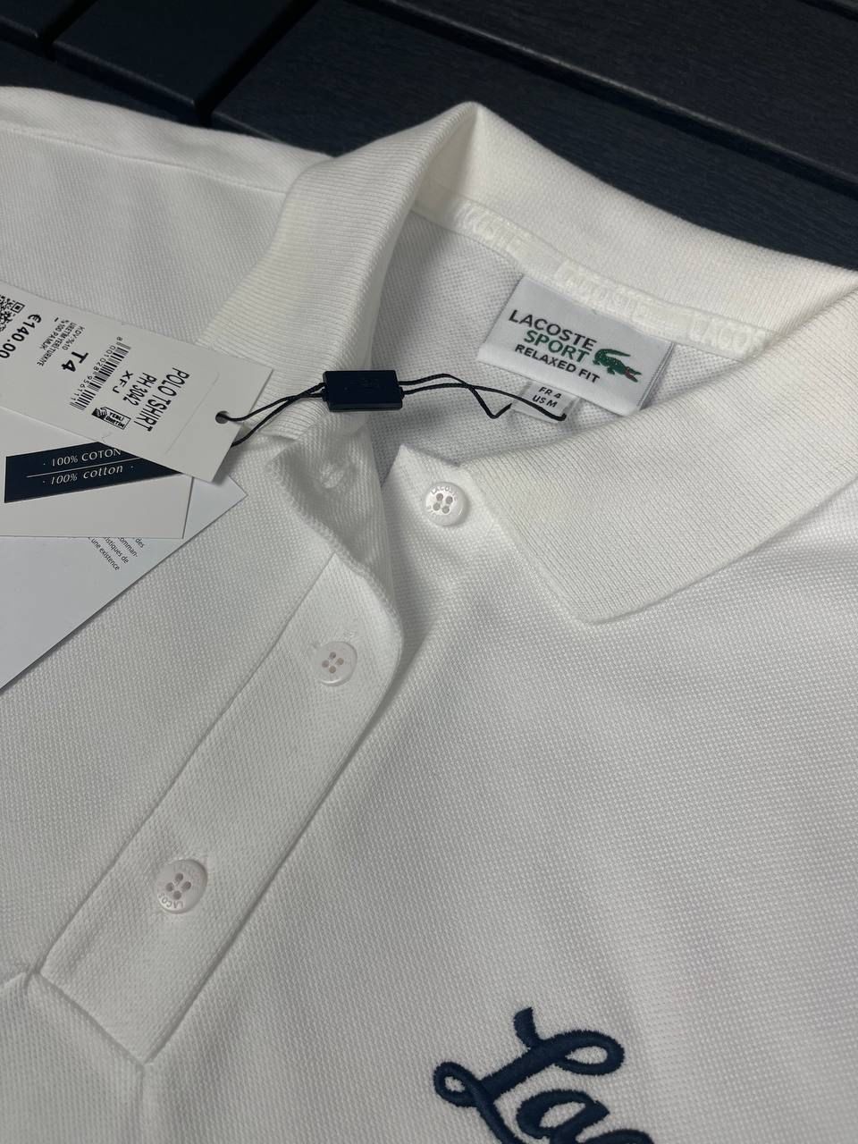 LACOSTE Nakış Detaylı Polo Yaka Beyaz Kadın T-Shirt 3042