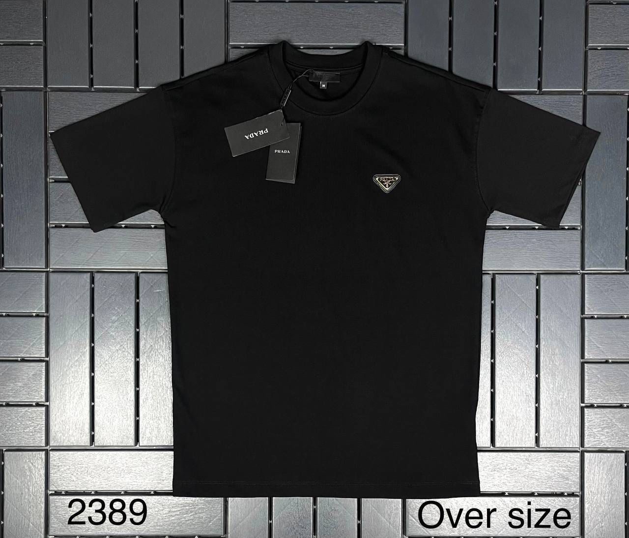 PRADA Metal Logo Detaylı Siyah Erkek T-Shirt 2389