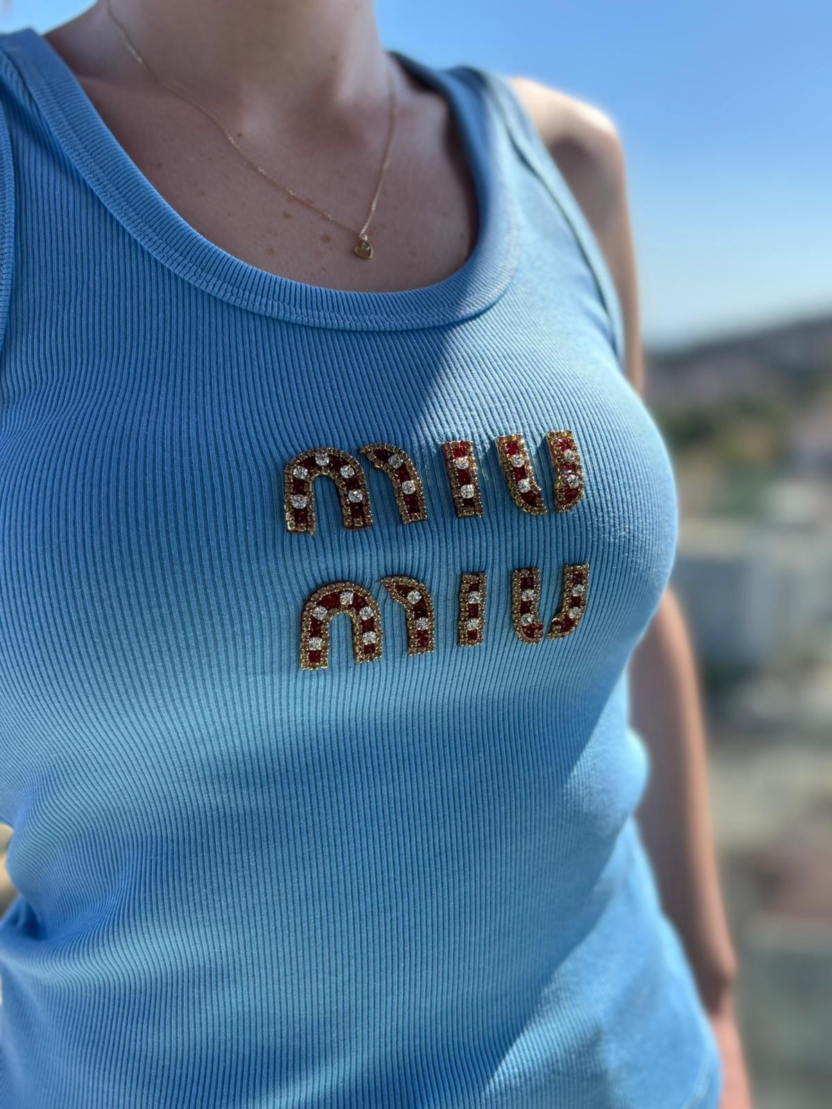 Miu Miu Taşlı Mavi Kadın Atlet BES228