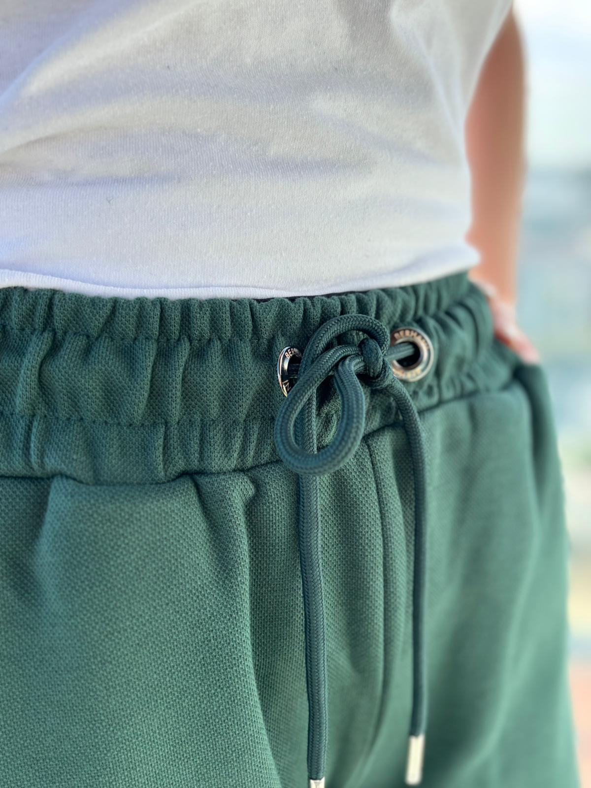 Berhani Pike Kumaş Paça Çıt Çıt Detaylı Yeşil Kadın Eşofman Altı BRH01