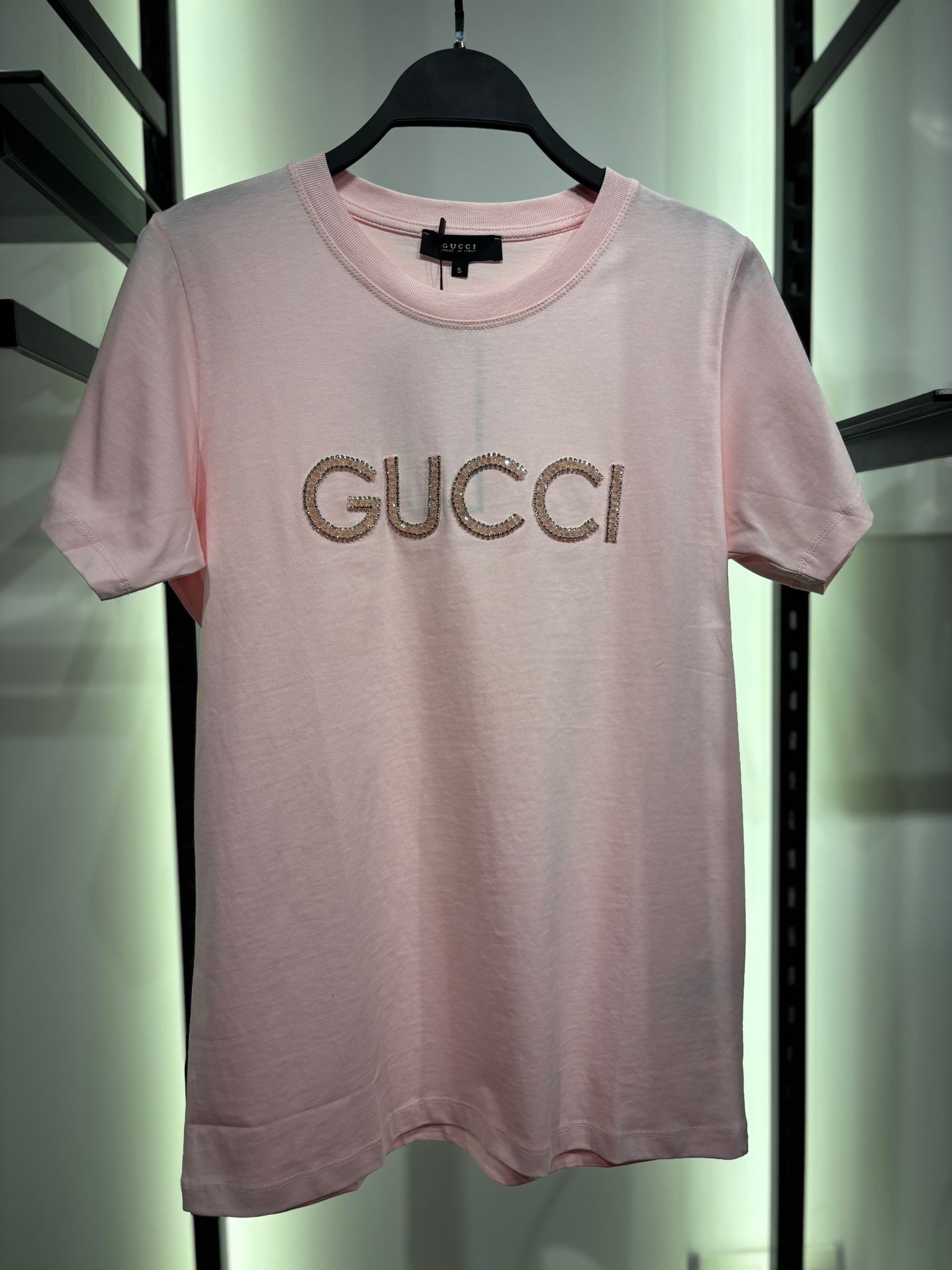 Gucci Taş Detaylı Pembe Kadın T-shirt