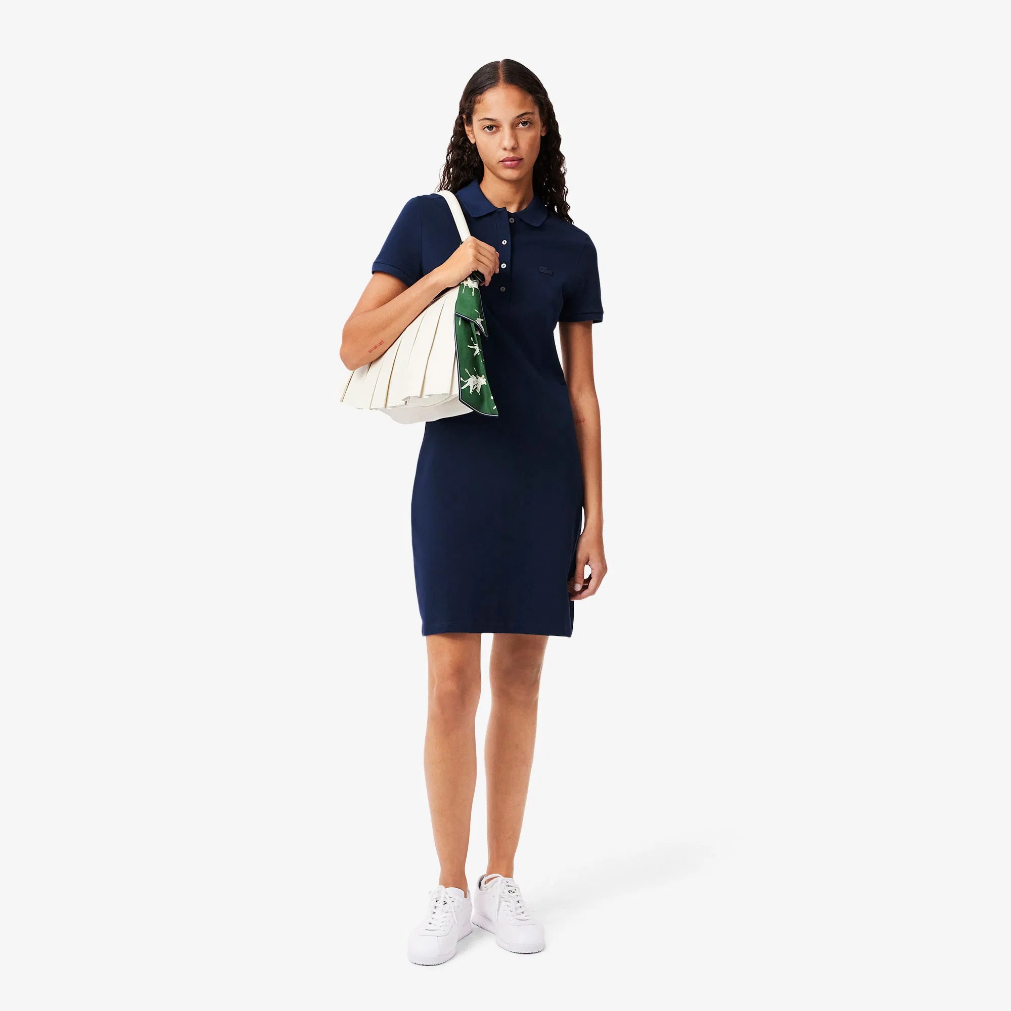 Lacoste Kadın Slim Fit Kısa Kollu Polo Yaka Lacivert Elbise