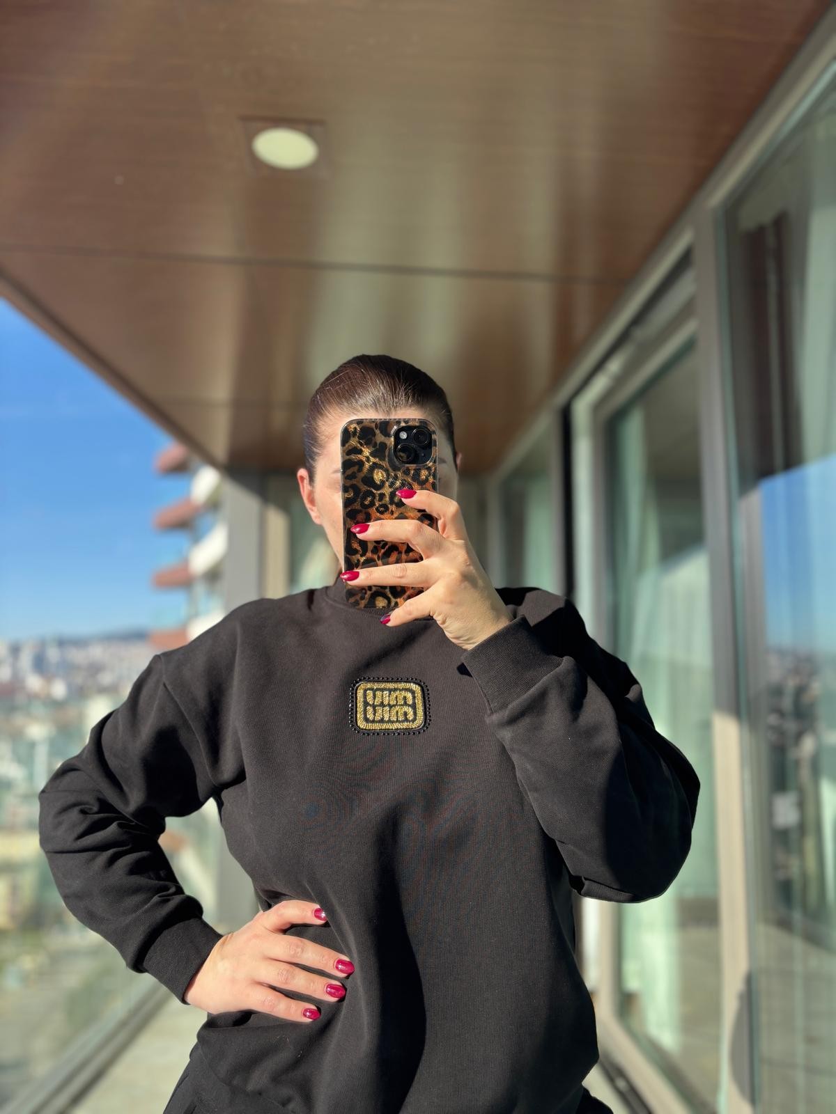 Miu Miu Kadın Sweatshirt Siyah