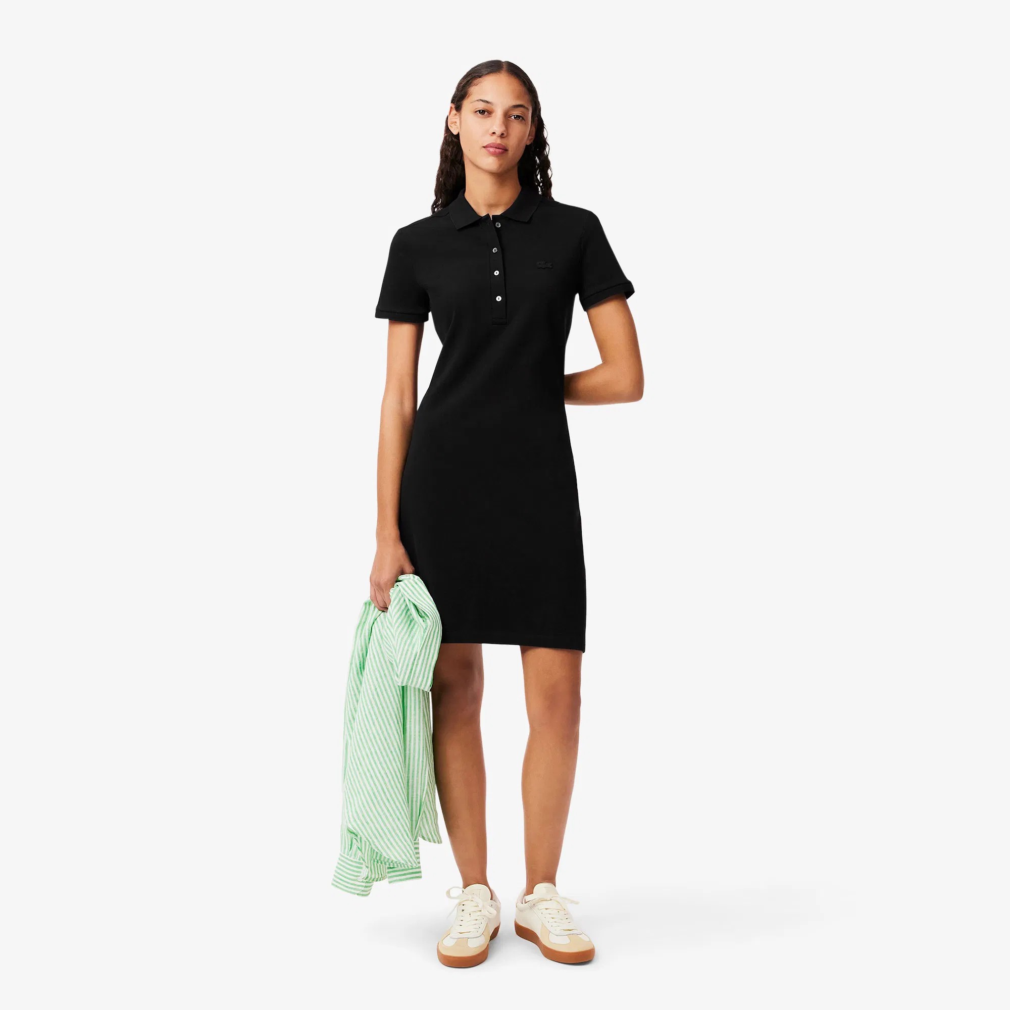 Lacoste Kadın Slim Fit Kısa Kollu Polo Yaka Siyah Elbise