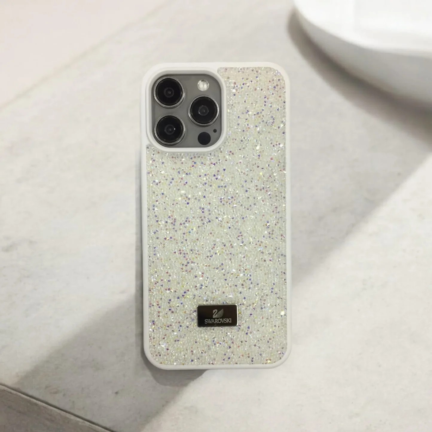 SWAROVSKI Taş Detaylı Beyaz Iphone Telefon Kılıf