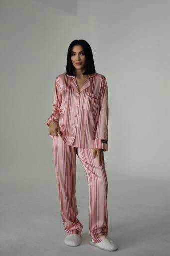 Berhani Çizgi Detaylı Pembe Kadın Pijama