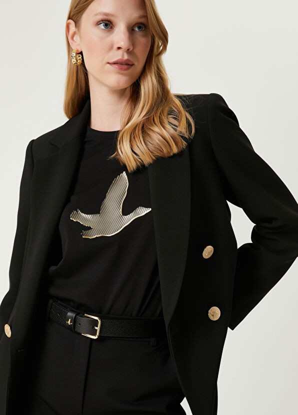 Beymen Siyah Gold Logolu Kadın Siyah T-shirt