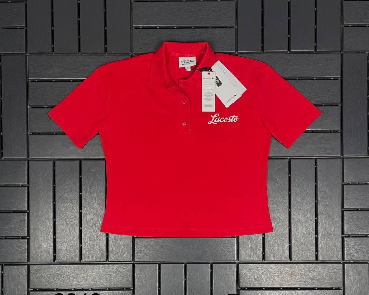LACOSTE Nakış Detaylı Polo Yaka Kırmızı Kadın T-Shirt 3042
