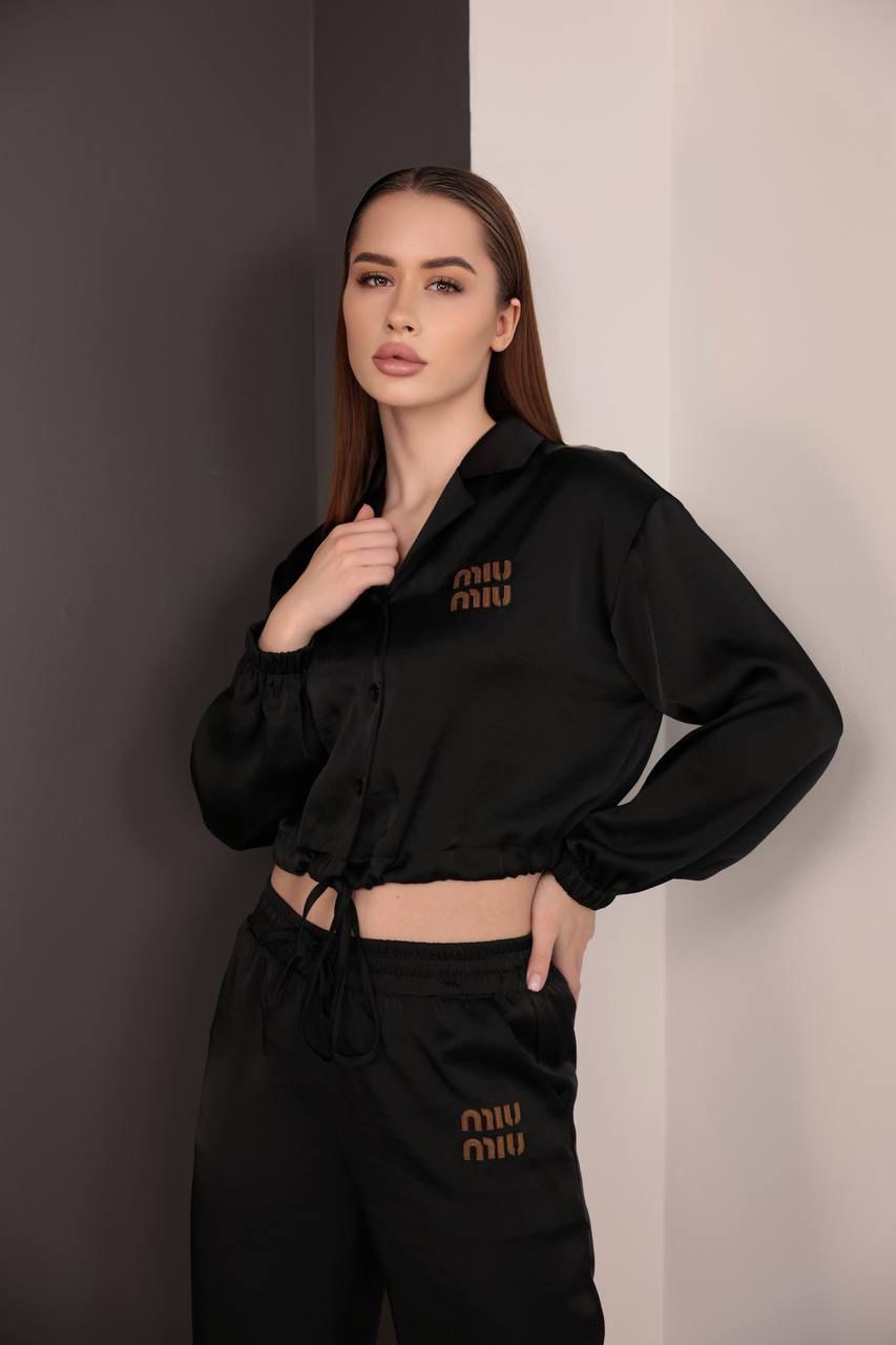Miu Miu Paraşüt Kumaş Siyah Kadın Takım 30026