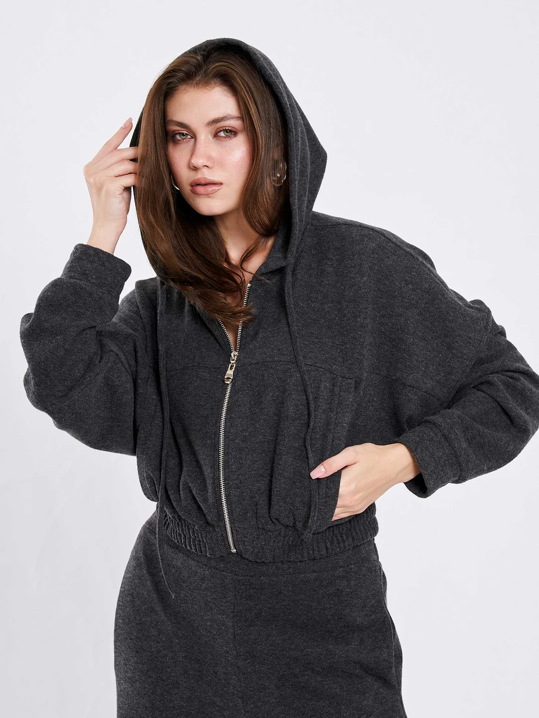 Berhani Kapüşonlu Örme Kadın Takım 220591