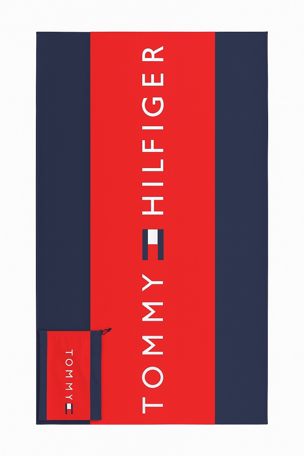 Tommy Hilfiger Lacivert-Kırmızı Büyük Boy Taşıma Çantalı Plaj Havlusu