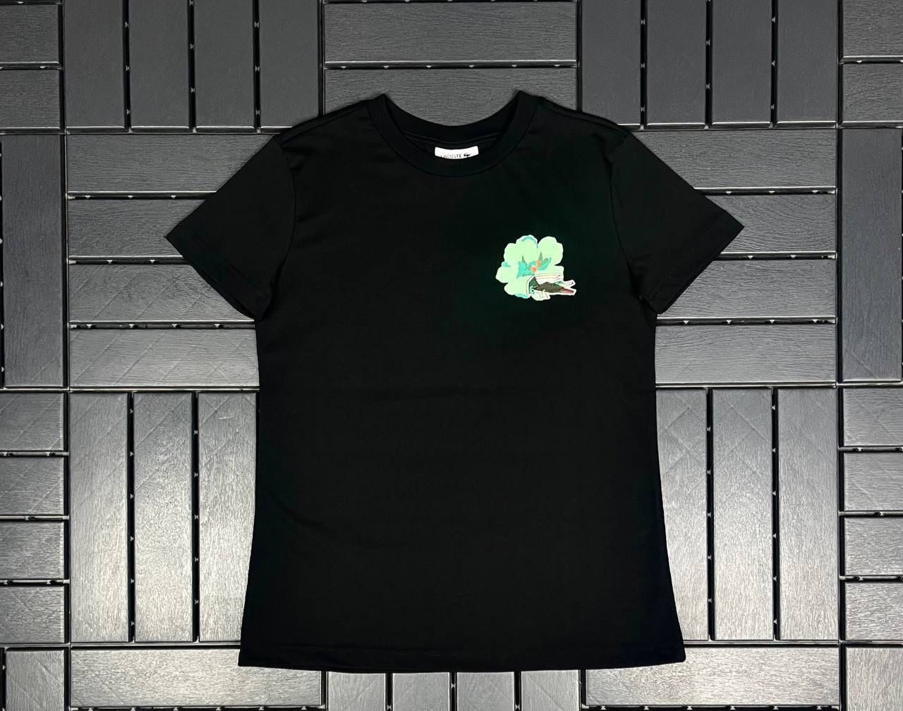 LACOSTE Logo Detaylı Baskılı Siyah T-Shirt 2598