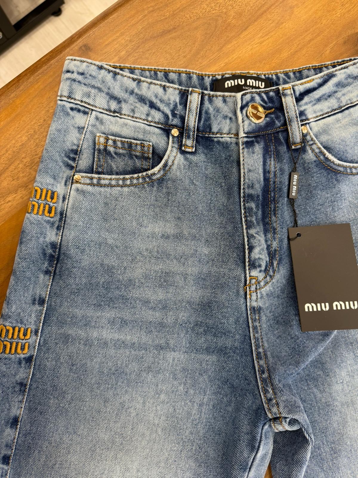 Miu Miu Logo Detaylı Mavi Kadın Kot Pantolon 318