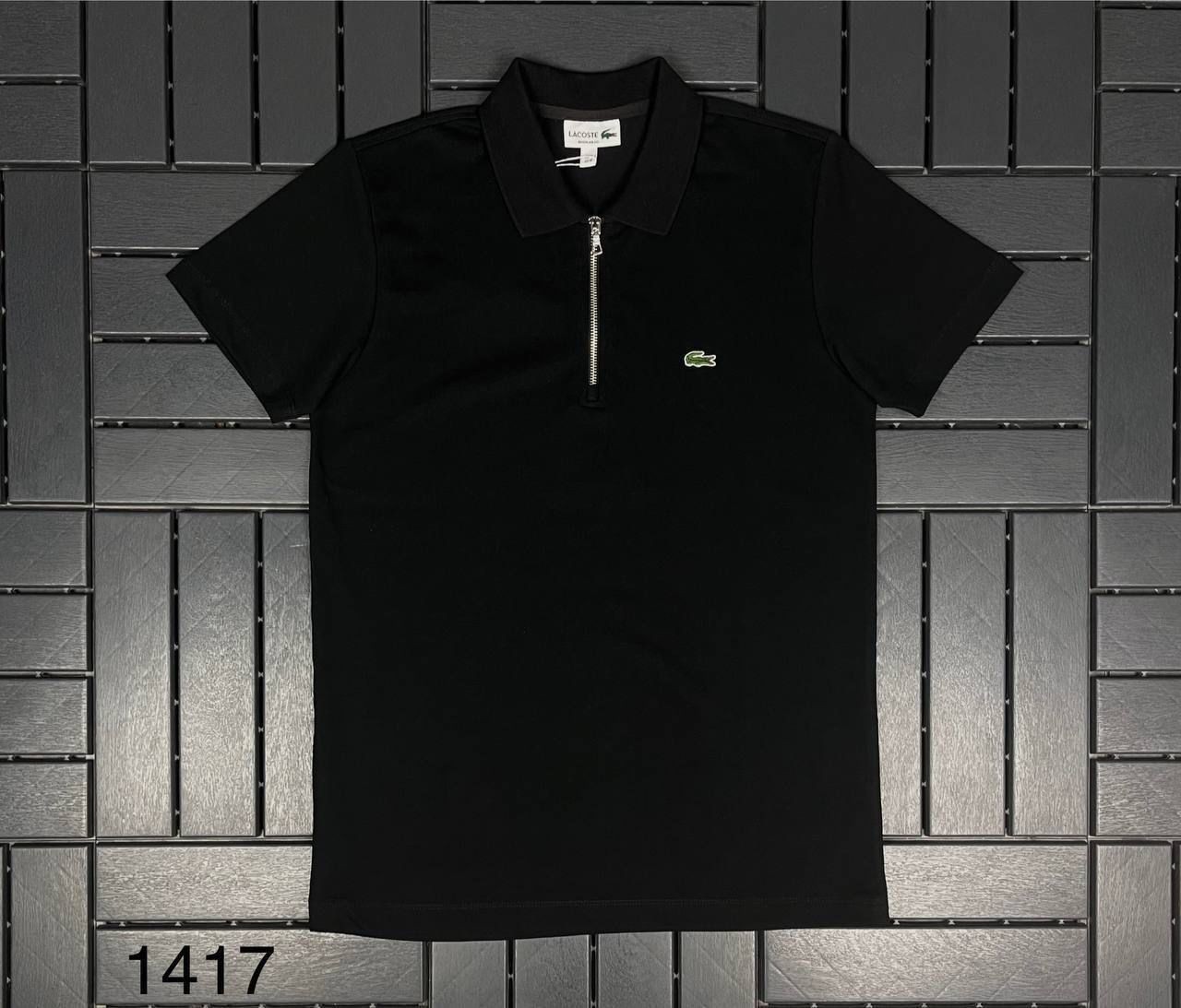 LACOSTE Fermuar Detaylı Polo Yaka Siyah Erkek T-Shirt 1417