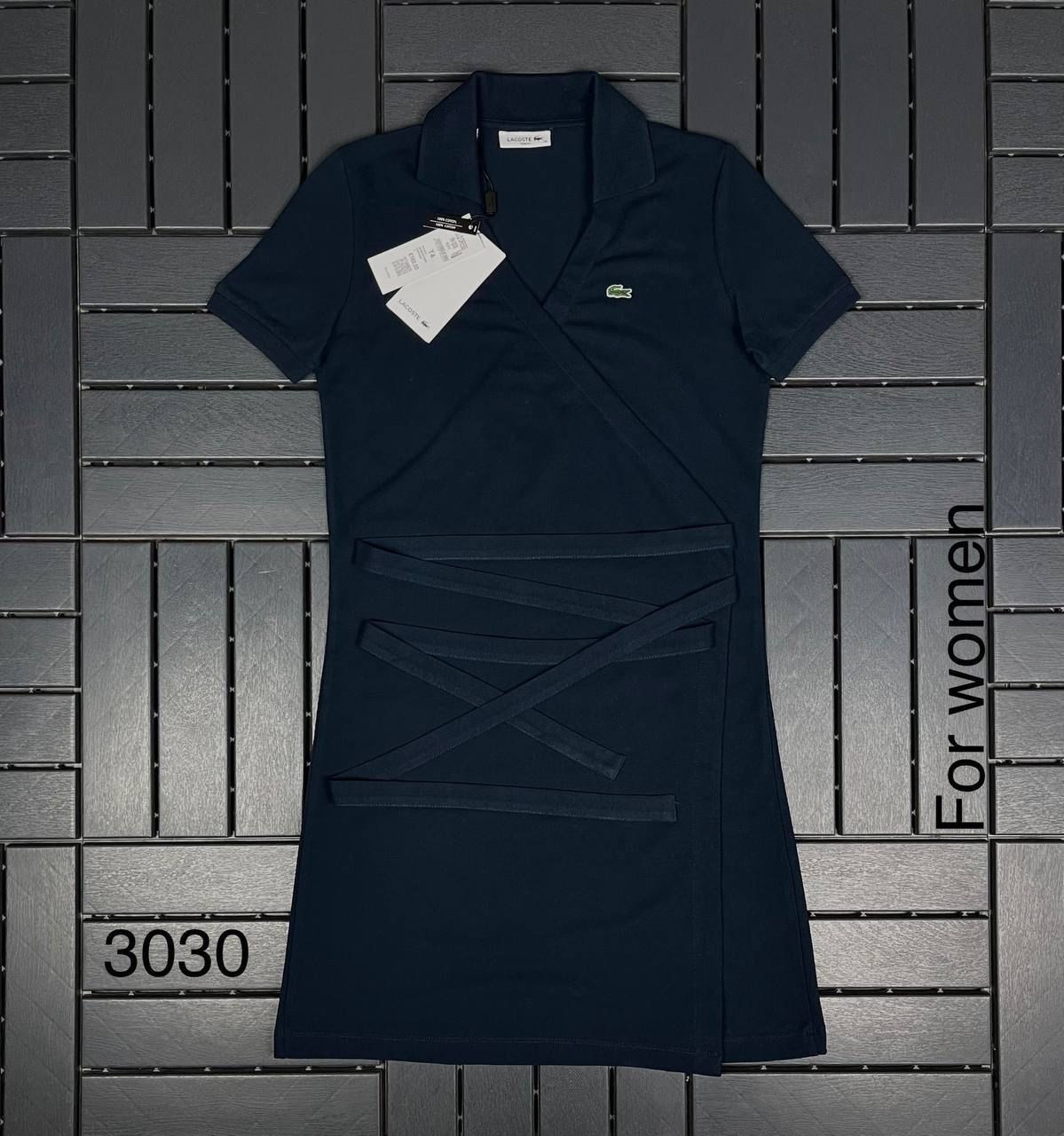 LACOSTE Polo Yaka Lacivert Kadın Elbise 3030