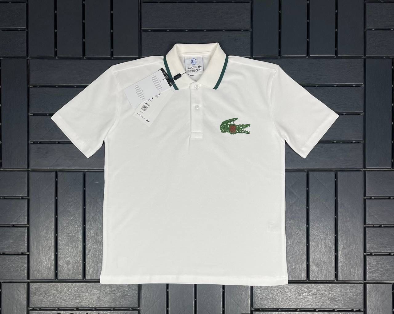 LACOSTE Nakış İşlemeli Polo Yaka Beyaz Kadın T-Shirt 3041