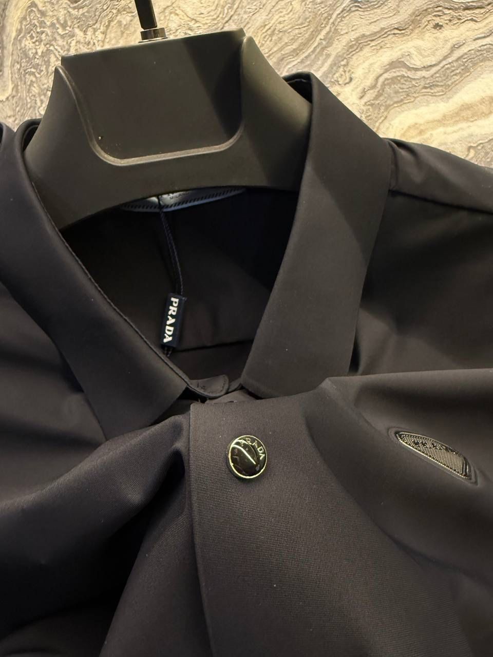 PRADA Logo Detaylı Siyah Erkek Gömlek 9501