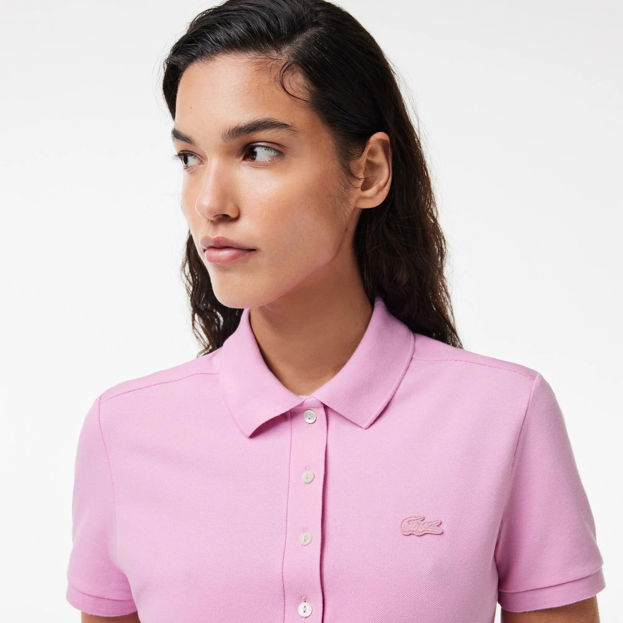 Lacoste Kadın Straight Fit Polo Yaka Pembe Elbise