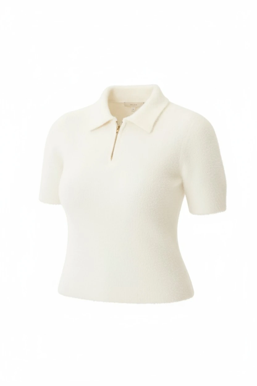 Berhani Yarım Fermuar Beyaz Kadın Triko 280B