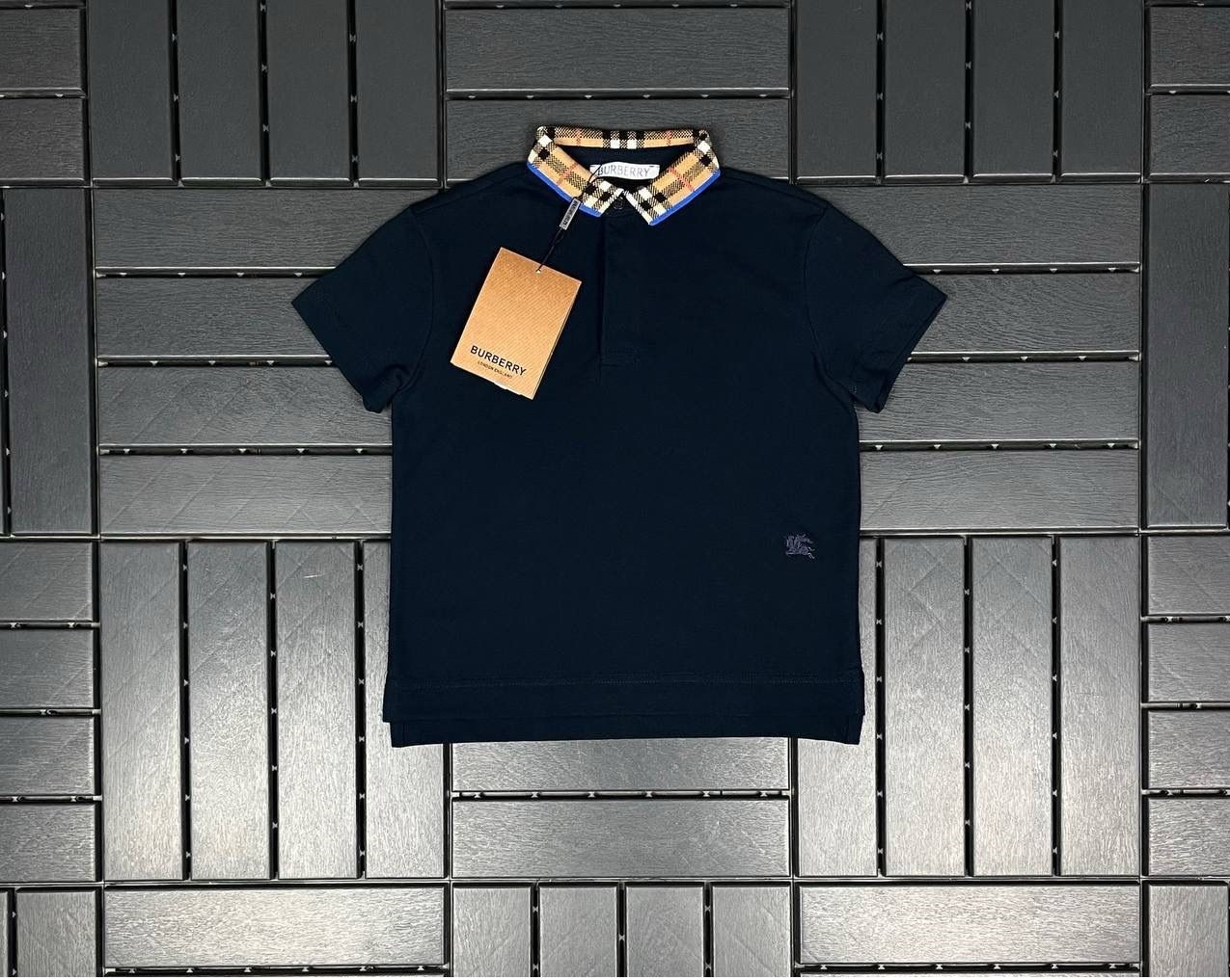 BURBERRY Polo Yaka Siyah Çocuk T-Shirt 80004