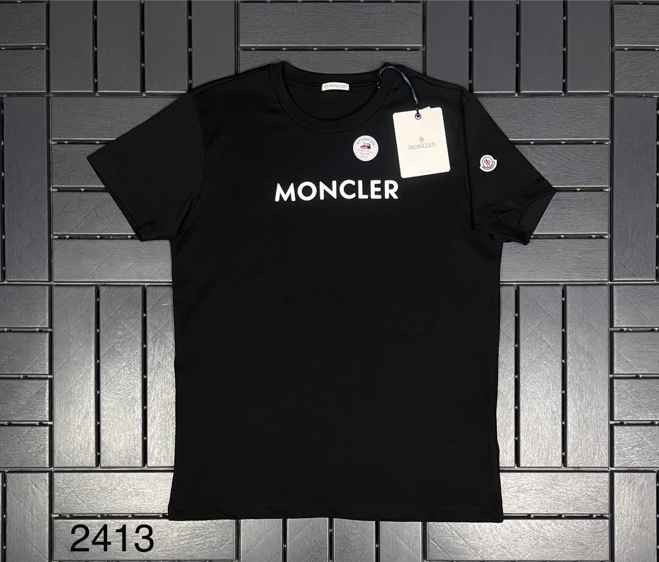 MONCLER Baskı Detaylı Siyah Erkek T-Shirt 2413