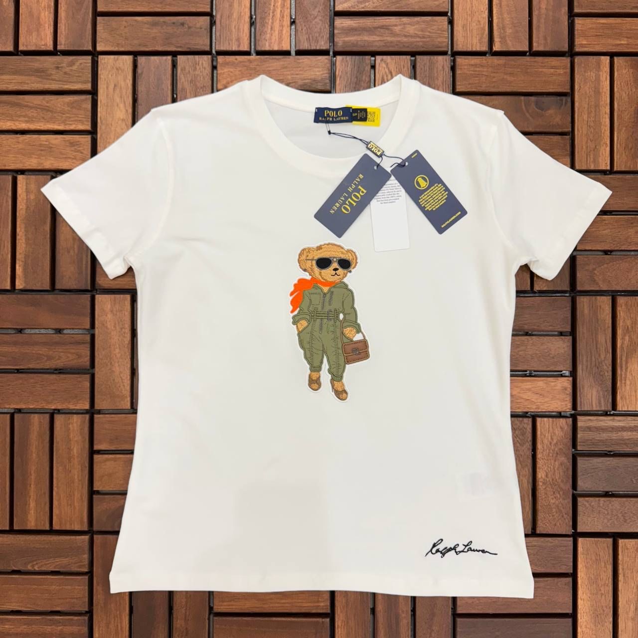 POLO Ayıcık Detaylı Beyaz Kadın T-Shirt BES77