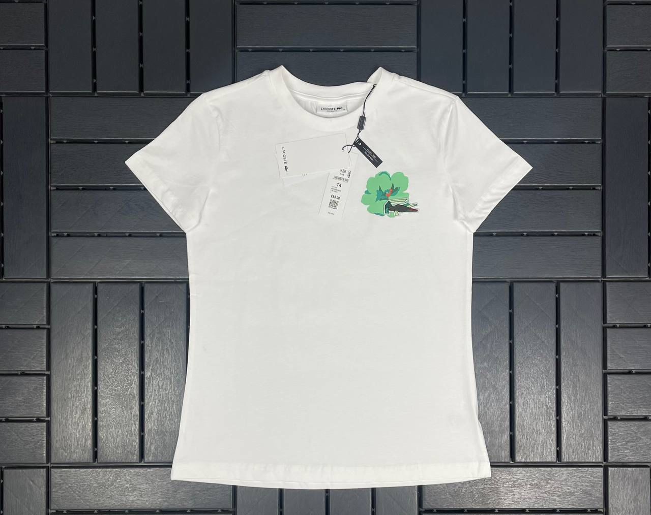 LACOSTE Logo Detaylı Baskılı Beyaz T-Shirt 2598