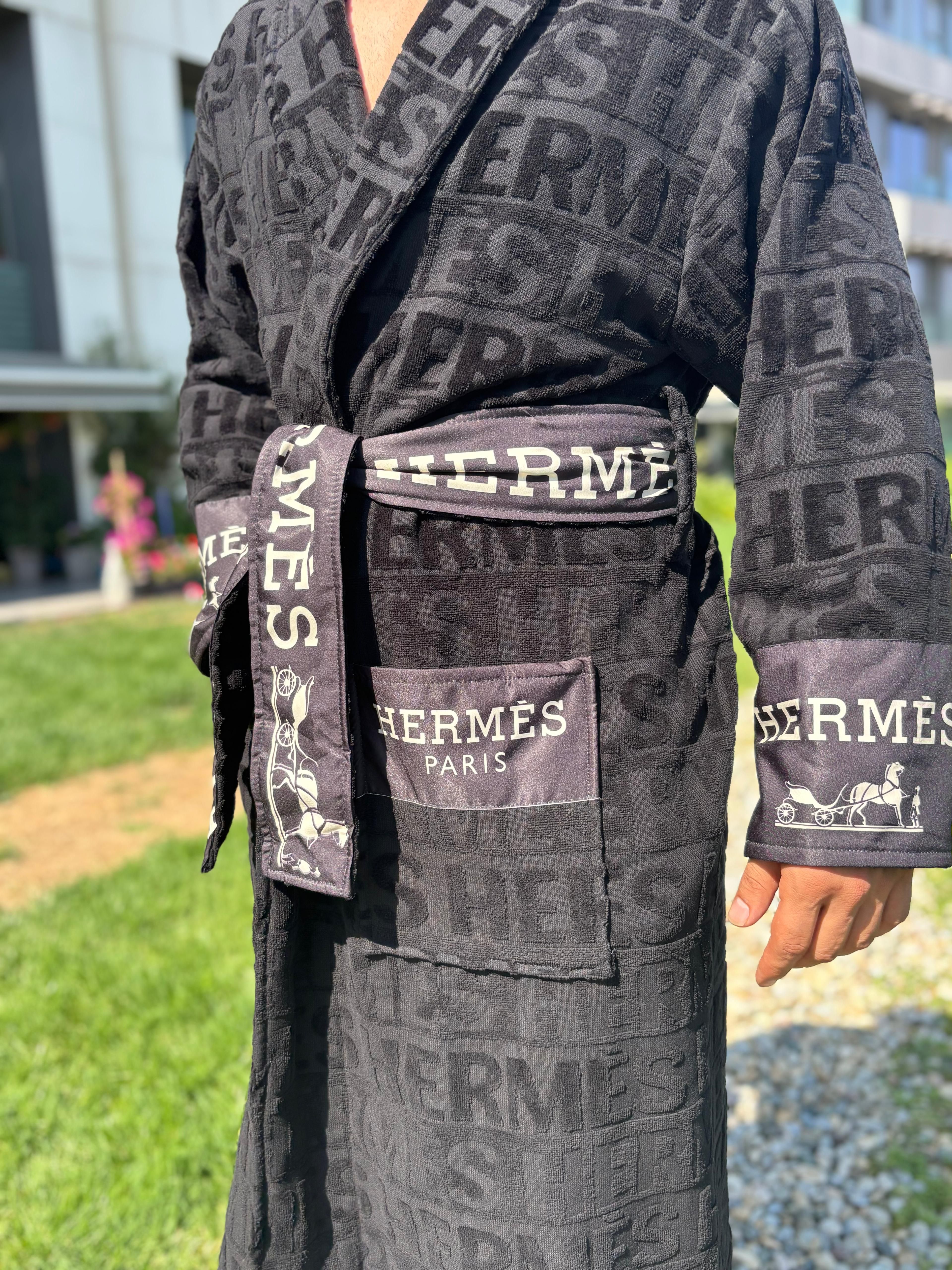 Hermes Siyah Kadın Bornoz