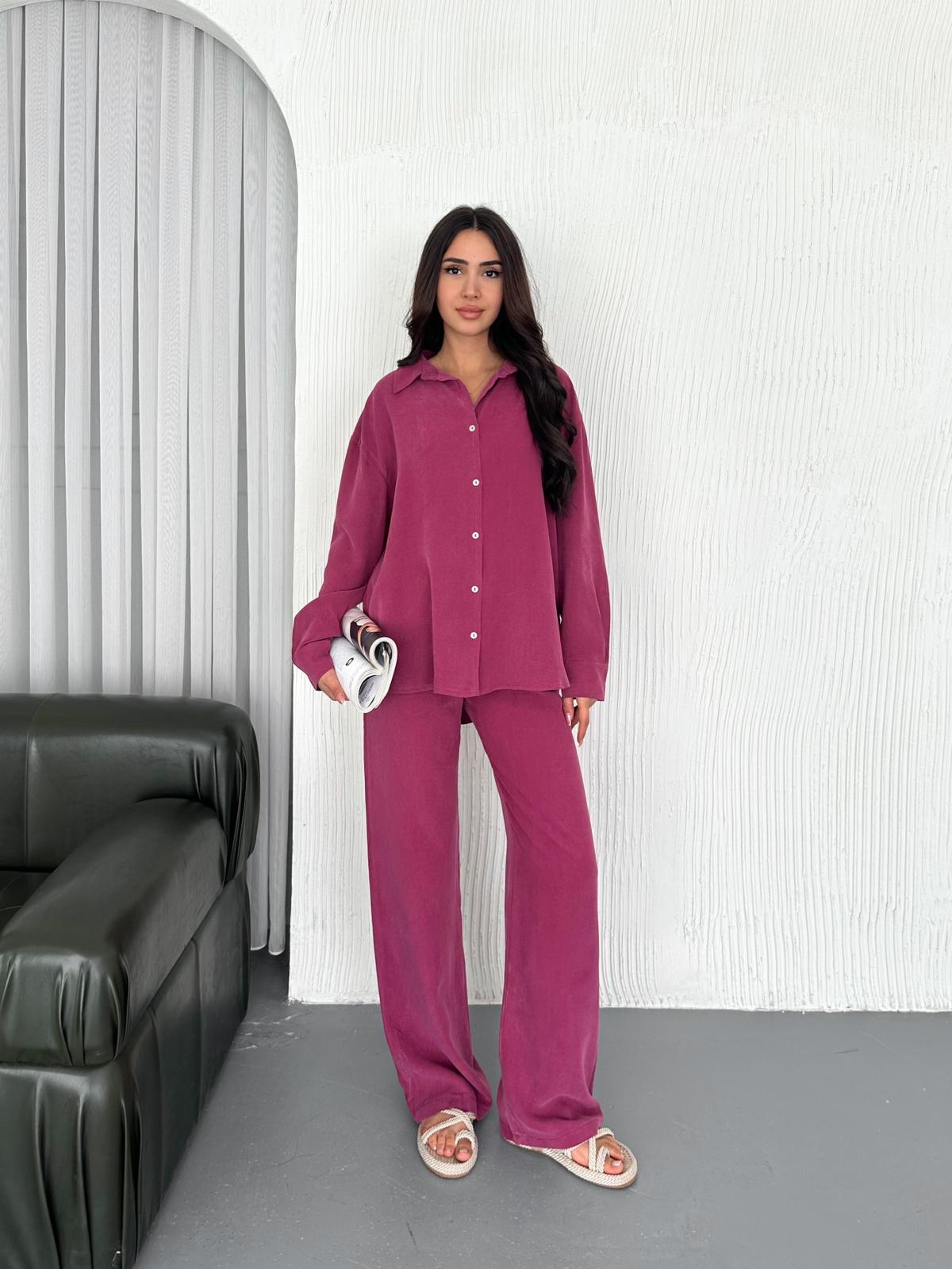 Berhani Düğmeli Bordo Kadın Takım YKM31118