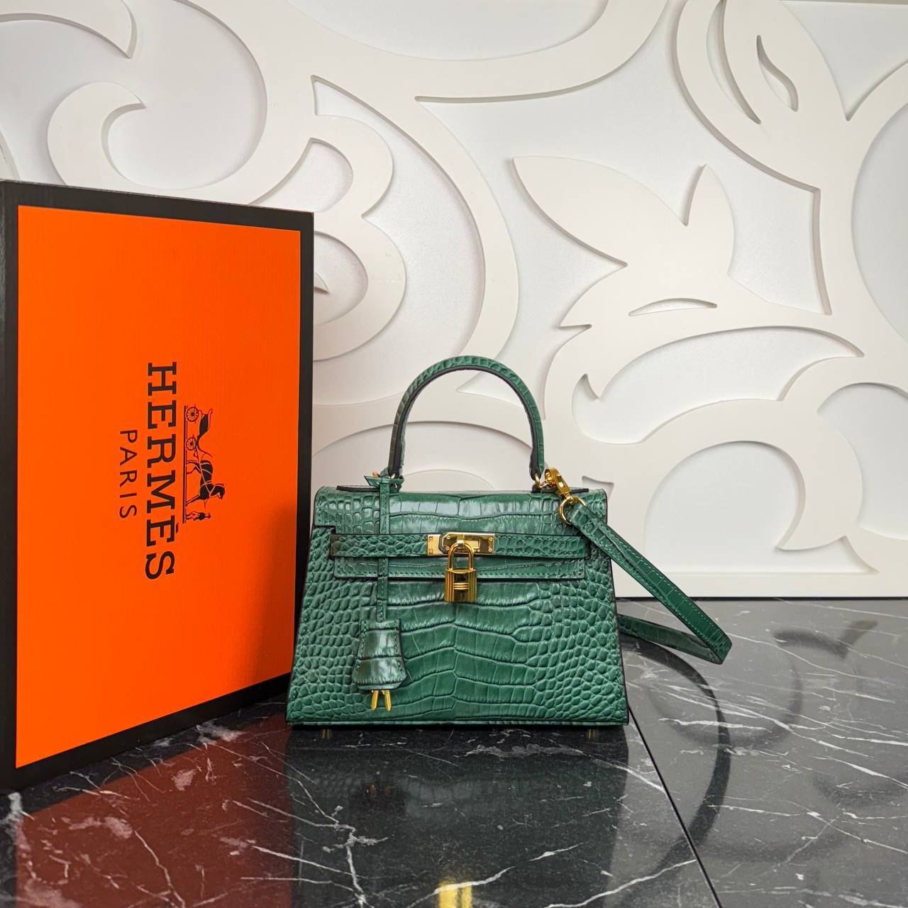 Hermes Yeşil Kelly Bag 22 cm Hakiki Deri İthal Aksesuar