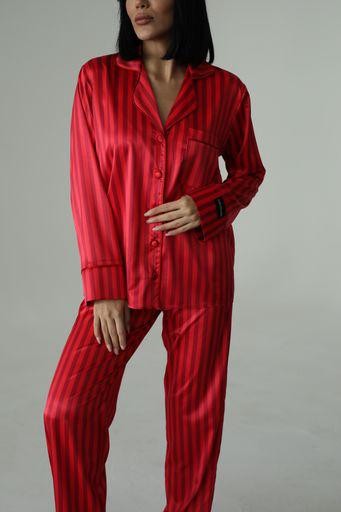 Berhani Bordo Kırmızı Çizgili Kadın Pijama