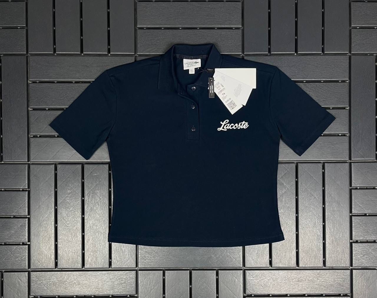 LACOSTE Nakış Detaylı Polo Yaka Lacivert Kadın T-Shirt 3042