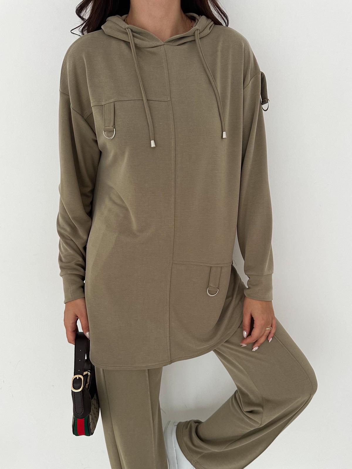 Berhani Modal Kumaş Toka Detaylı Bej Kadın Takım YKM31180