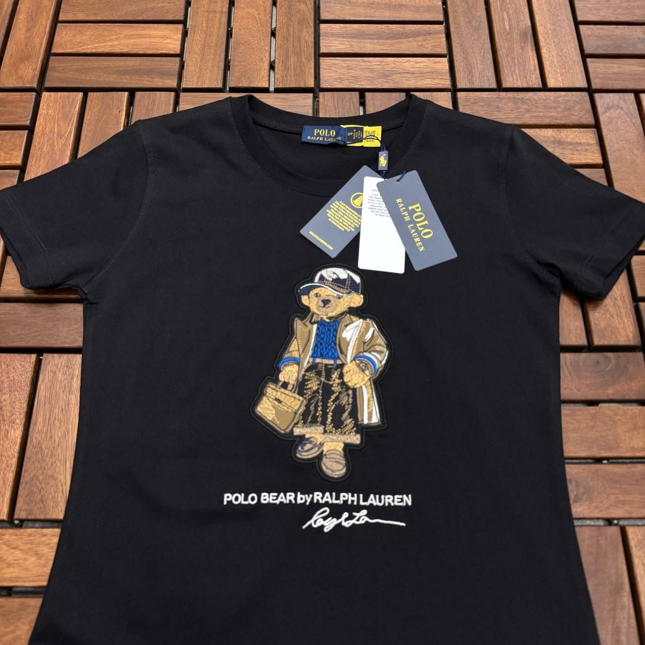 POLO Ayıcık Detaylı Siyah Kadın T-Shirt BES69
