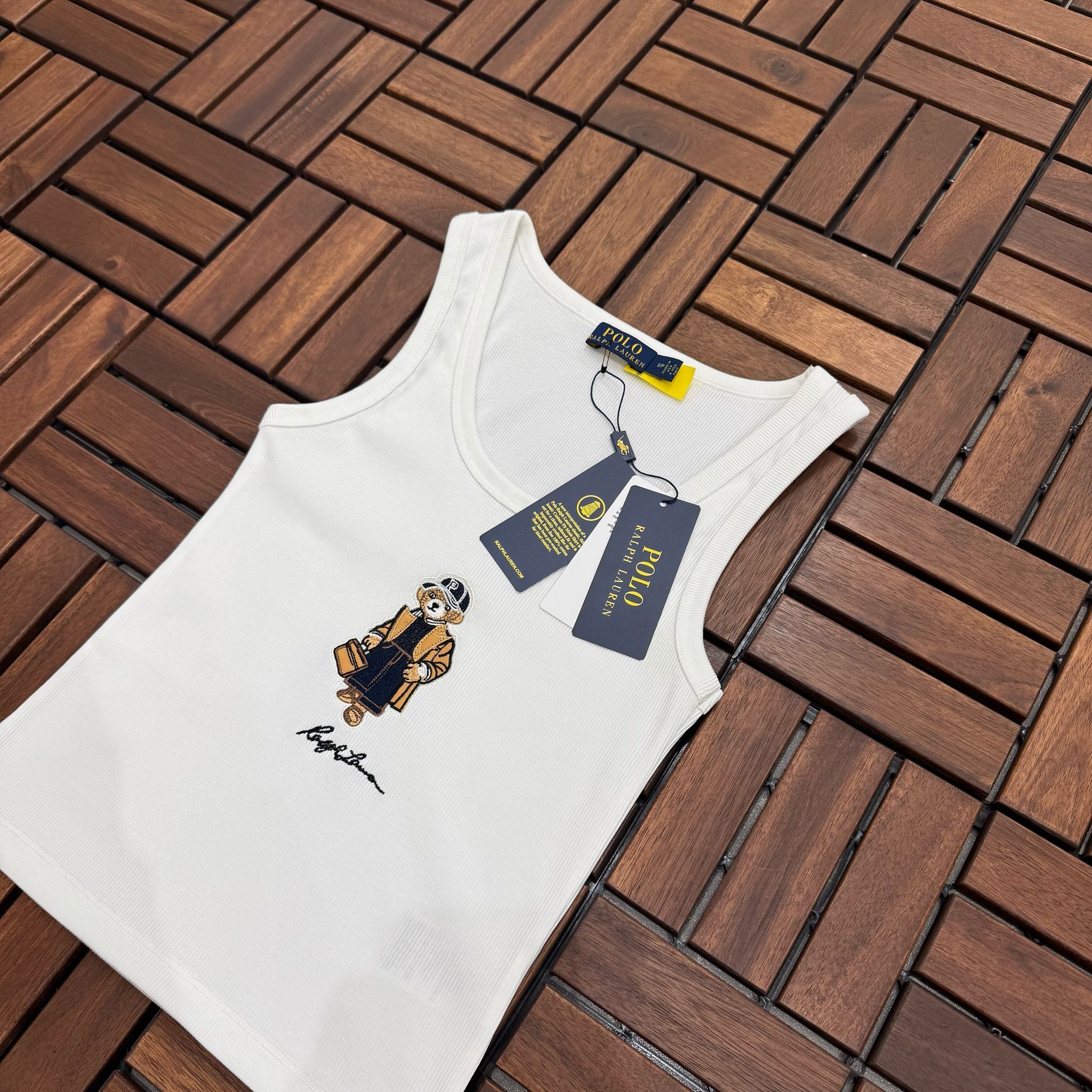 POLO Ayıcık Detaylı Beyaz Fitilli Kadın Atlet BES164