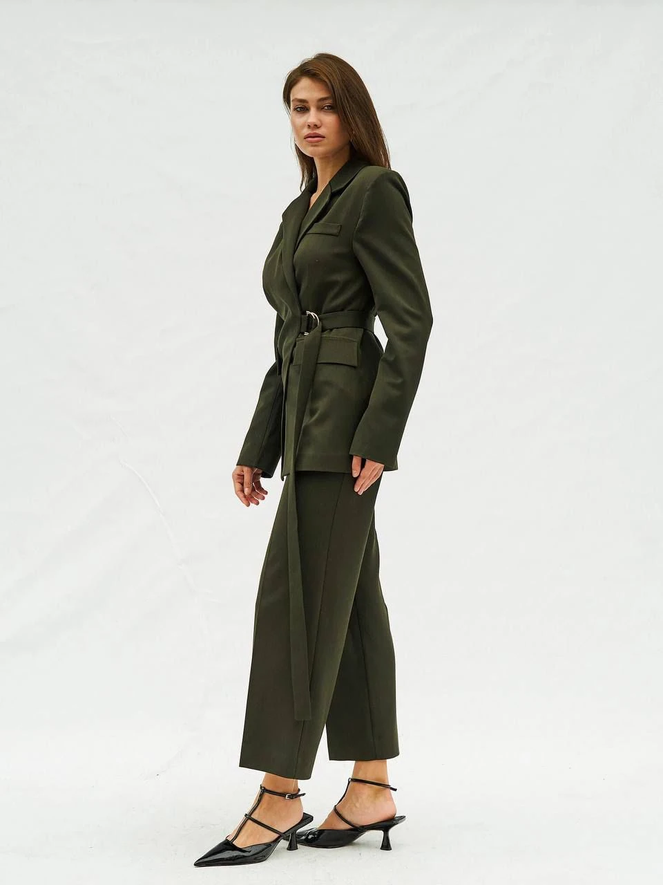 Berhani Kruvaze Kapamalı Kendinden Kemerli Ceket 130974 