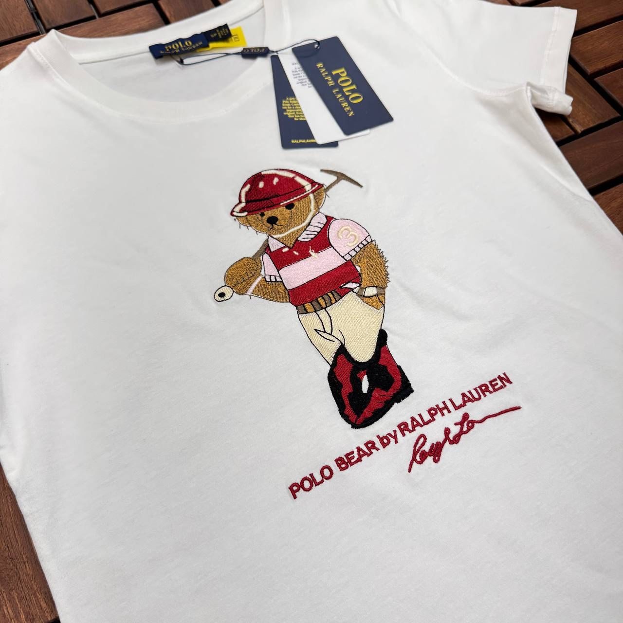 POLO Ayıcık Detaylı Beyaz Kadın T-Shirt BES104