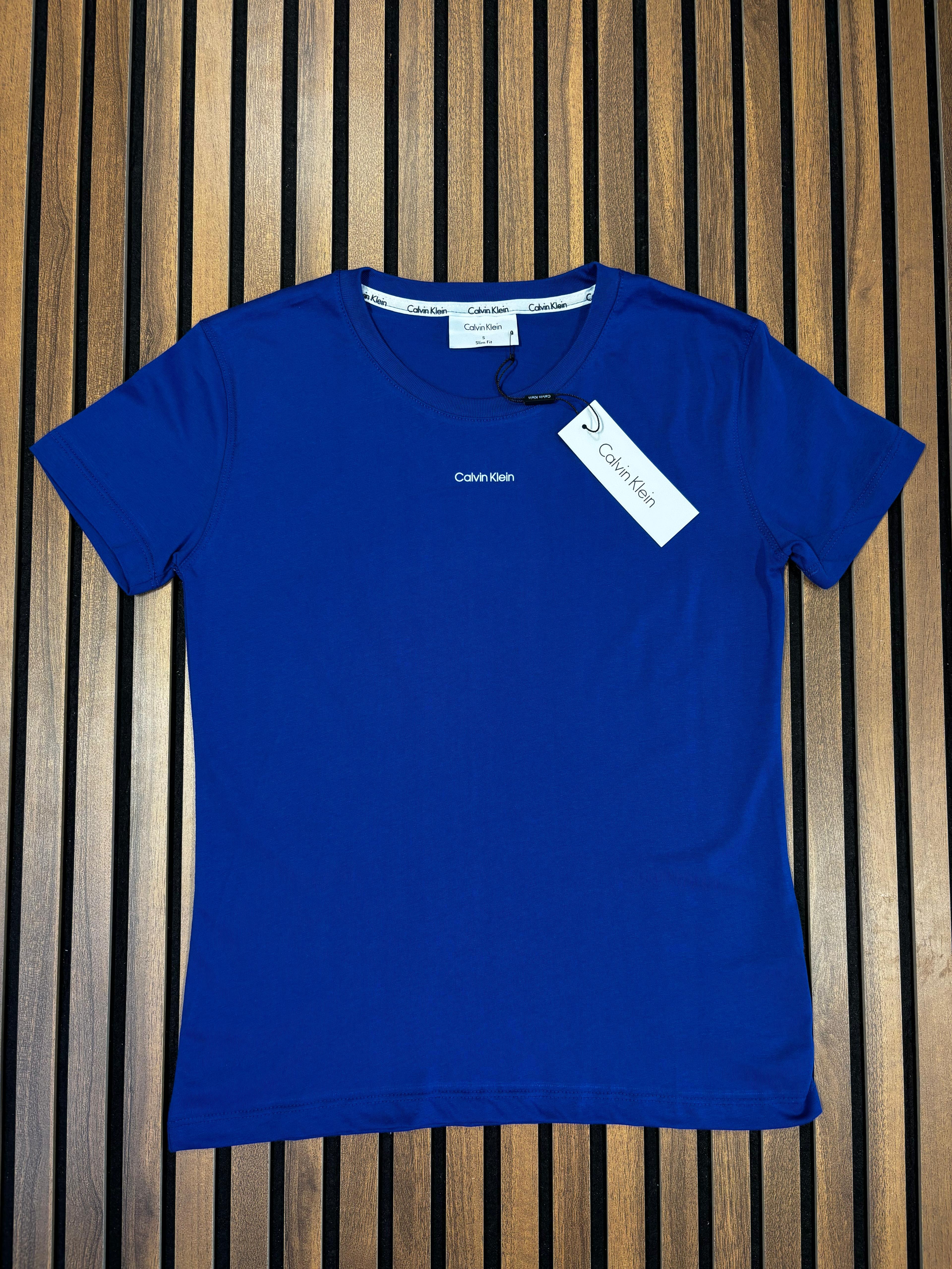 CALVIN KLEIN Yazı Detaylı Mavi Renk Kadın T-Shirt BES65