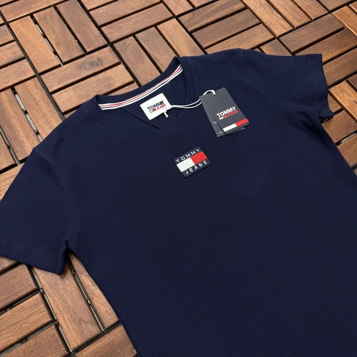 TOMMY HILFIGER Nakış Logo Detaylı Lacivert Kadın T-Shirt 2540-3